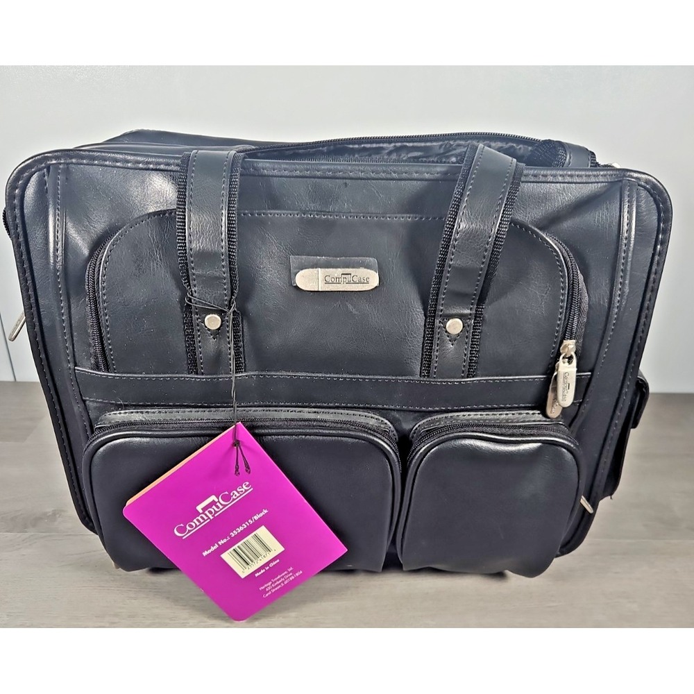 Compucase Briefcase Vintage Laptop Bag Black Expandable NWT